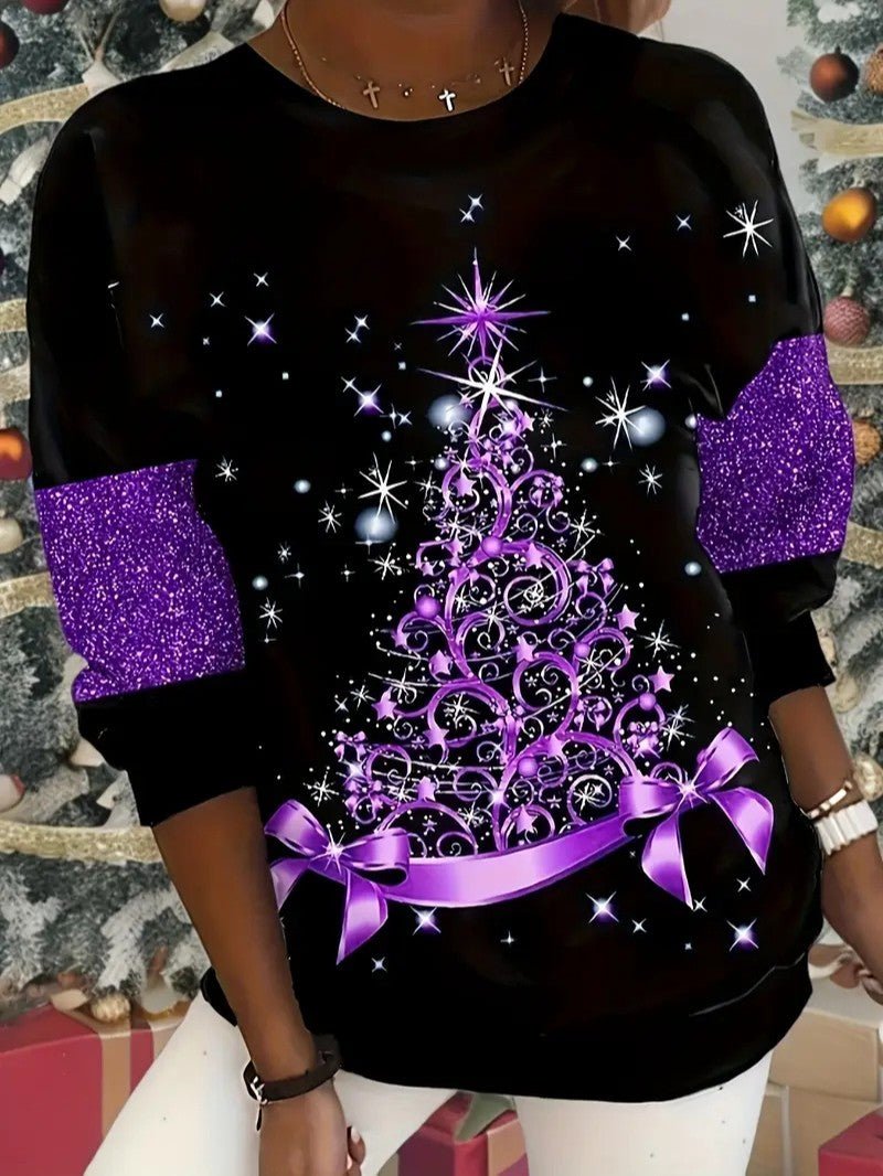 Women’s Glitter Christmas Tree Sweatshirt - Ladies Christmas Jumpers - Wild Eye Vision