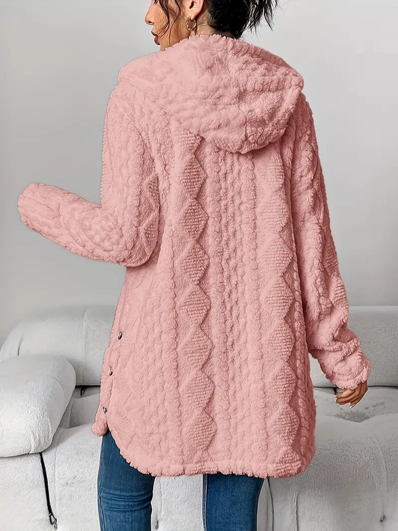 Women's Hooded Plush Cardigan Coat - Women's Coat - Wild Eye Vision
