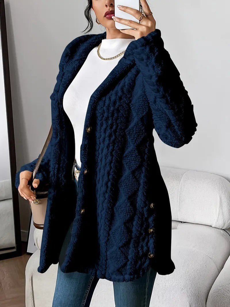 Women's Hooded Plush Cardigan Coat - Women's Coat - Wild Eye Vision