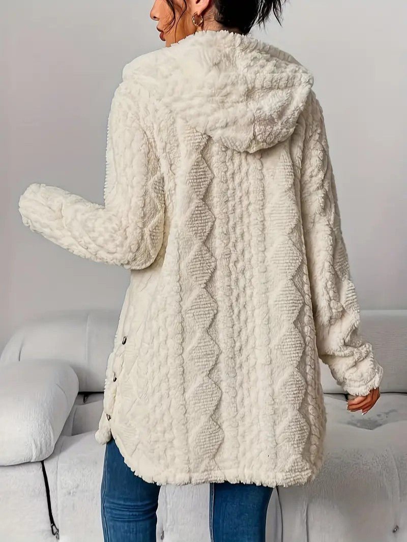 Women's Hooded Plush Cardigan Coat - Women's Coat - Wild Eye Vision