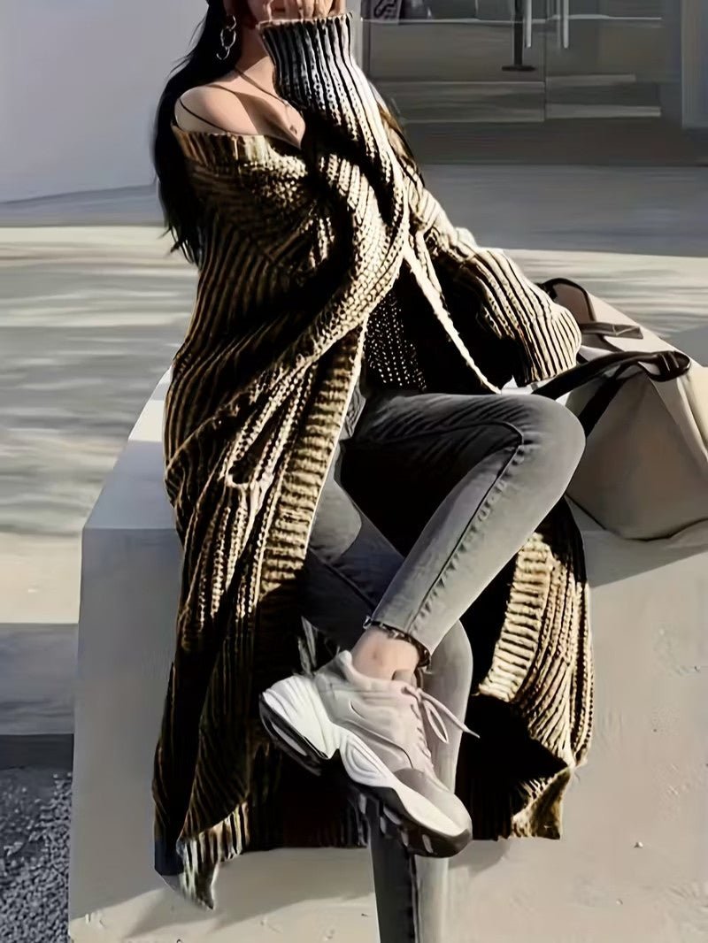 Women's Long Open Front Cardigan - Women Knit Cardigan - Wild Eye Vision