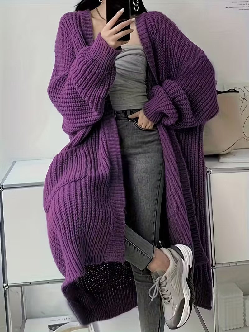 Women's Long Open Front Cardigan - Women Knit Cardigan - Wild Eye Vision