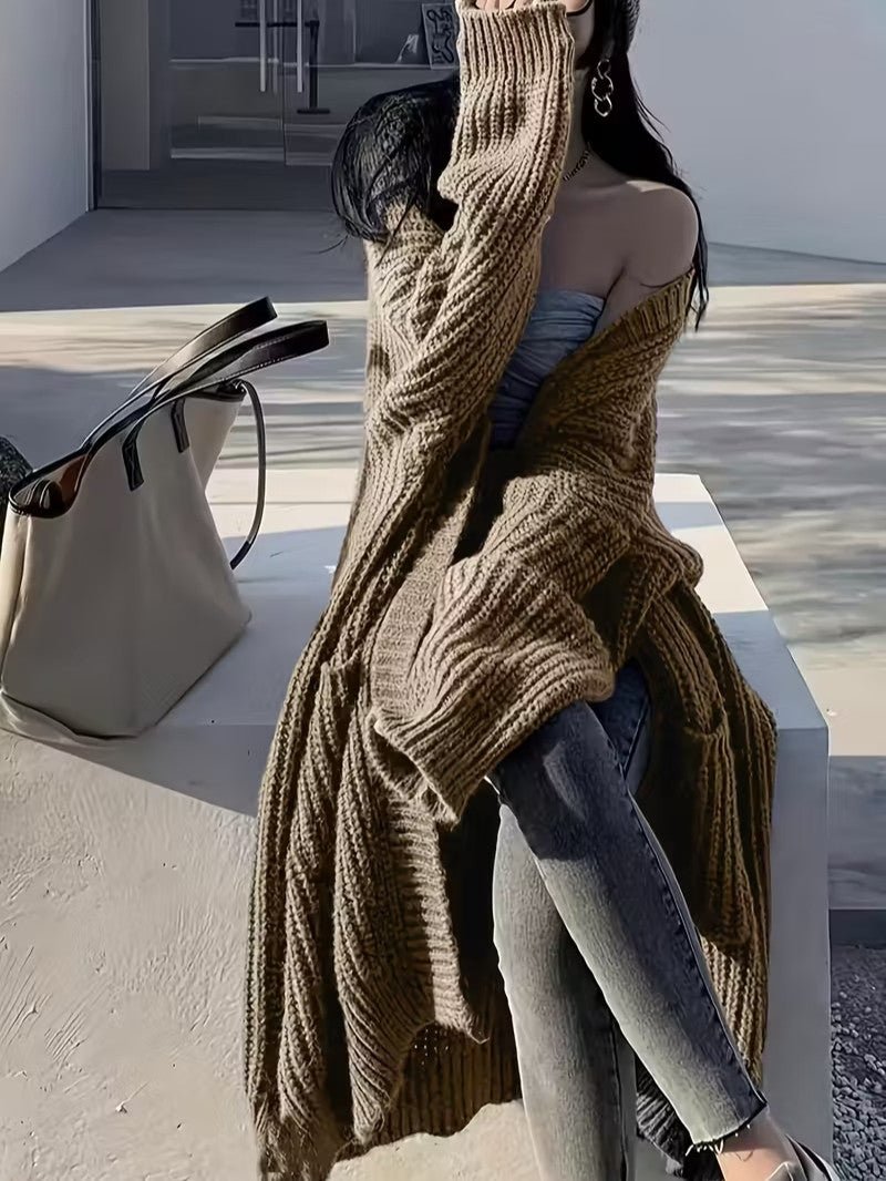 Women's Long Open Front Cardigan - Women Knit Cardigan - Wild Eye Vision