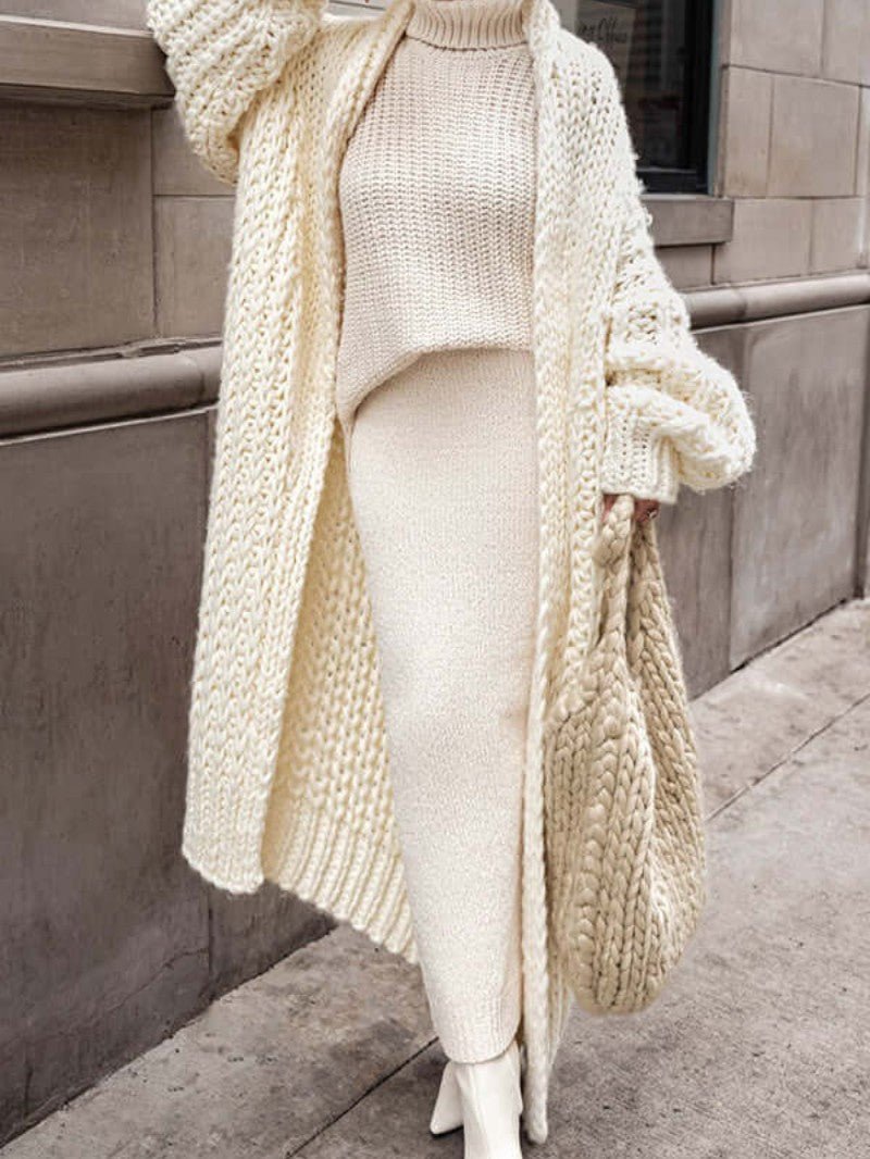 Women's Oversized Long Chunky Knit Cardigan - Women Knit Cardigan - Wild Eye Vision