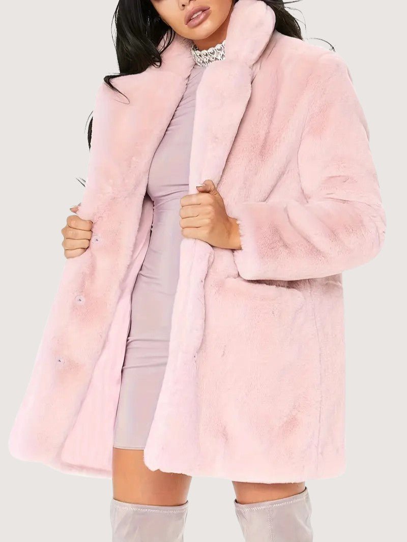Women's Plush Button Winter Coat - Women's Coat - Wild Eye Vision