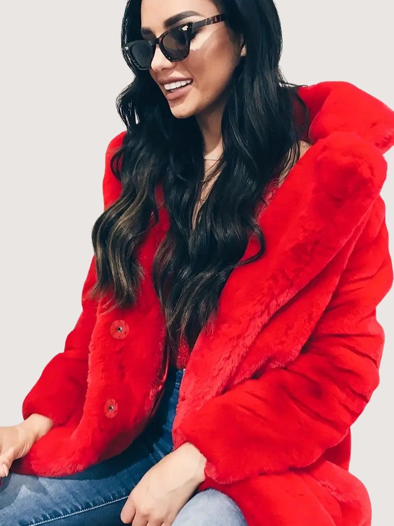 Women's Plush Button Winter Coat - Women's Coat - Wild Eye Vision