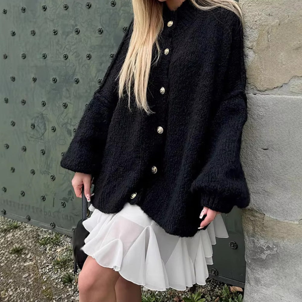 Women's Relaxed Knit Button Cardigan - Women Knit Cardigan - Wild Eye Vision