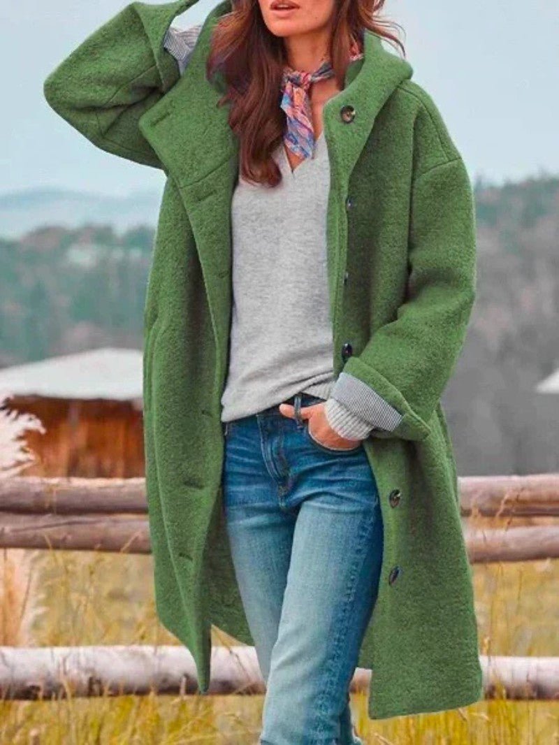 Women's Relaxed Wool Blend Coat with Hood - Women's Coat - Wild Eye Vision