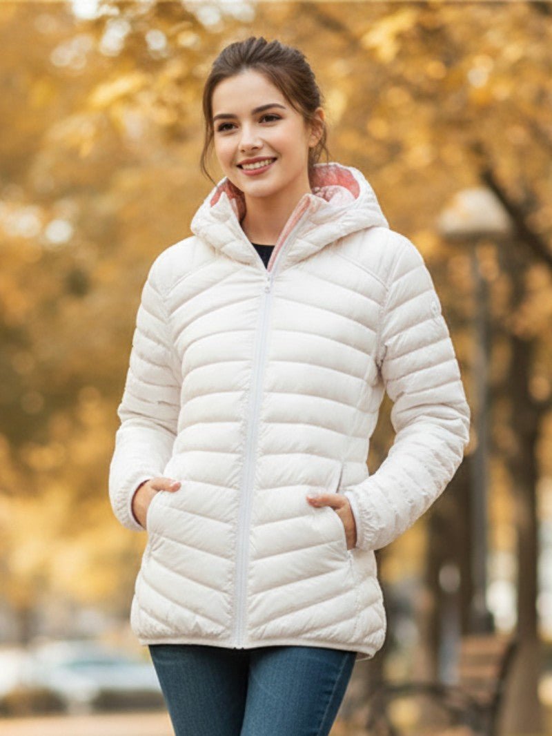 Women’s Reversible Hooded Transitional Jacket - Women's Puffer Jacket - Wild Eye Vision