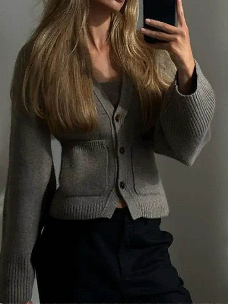 Women's V - Neck Button Cardigan - Women Cardigan - Wild Eye Vision