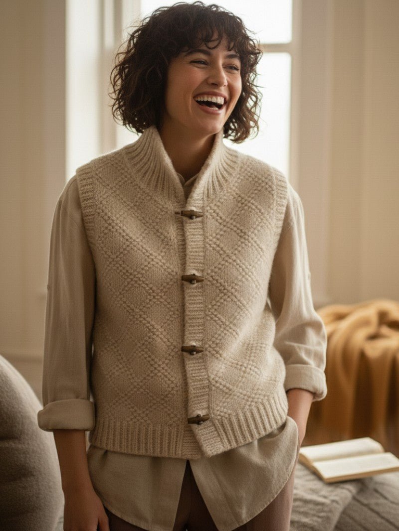 Women's Winter Stand Collar Knit Vest - Women Knit Cardigan - Wild Eye Vision