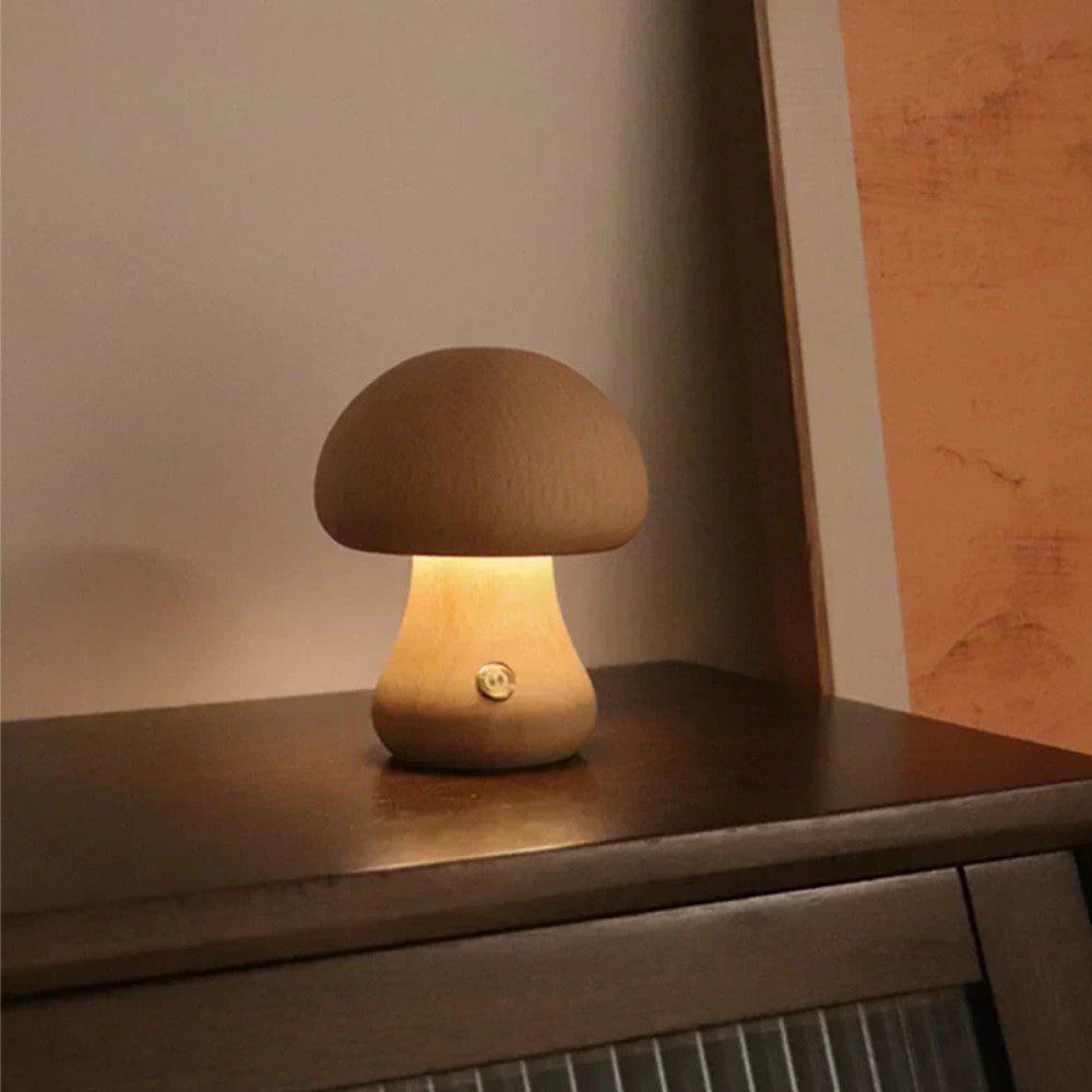 Wooden Mushroom Touch Lamp - Table Lamp - Wild Eye Vision