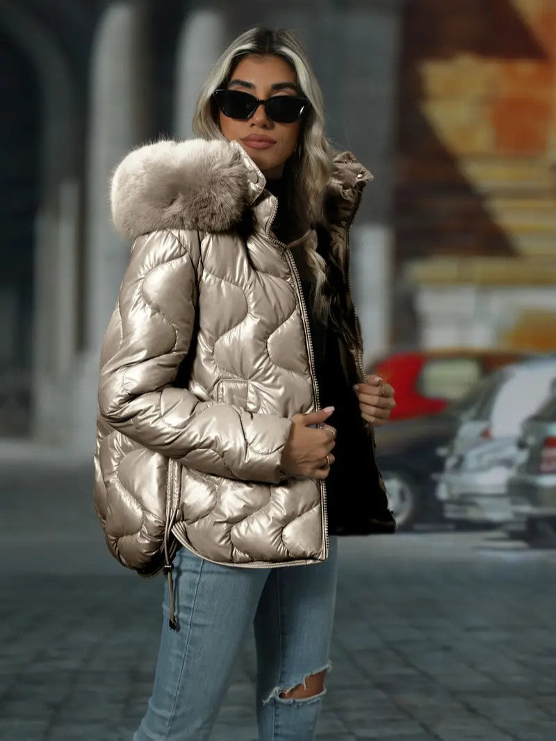 Detachable Hood Full-Zip Winter Jacket