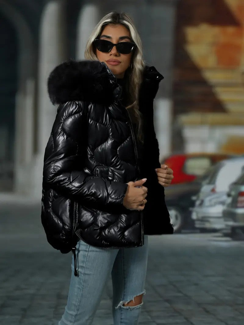 Detachable Hood Full-Zip Winter Jacket