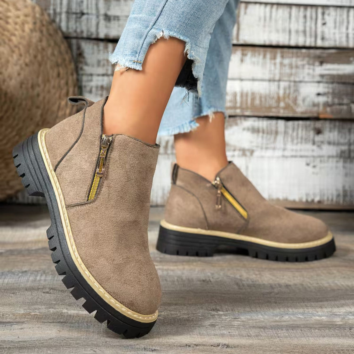 Platform Double Zip Ankle Boots