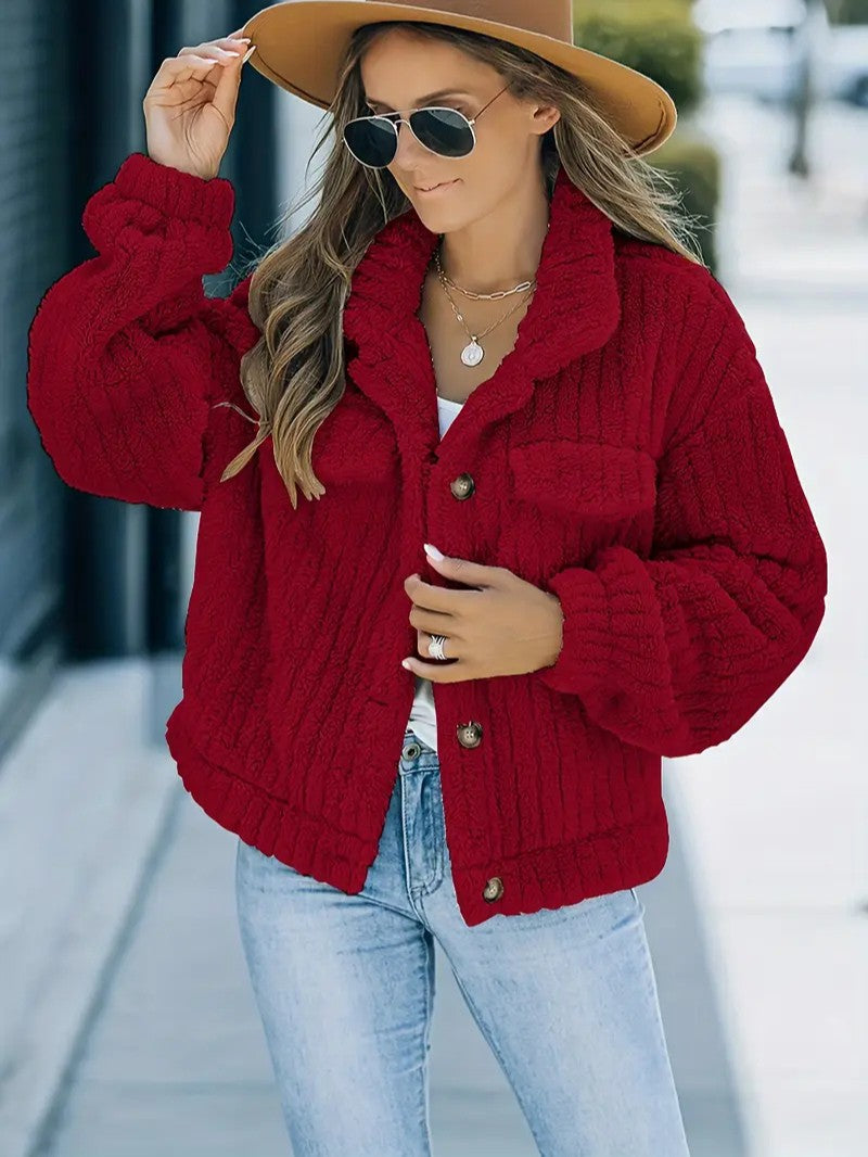 Soft Faux Fur Button Trucker Jacket