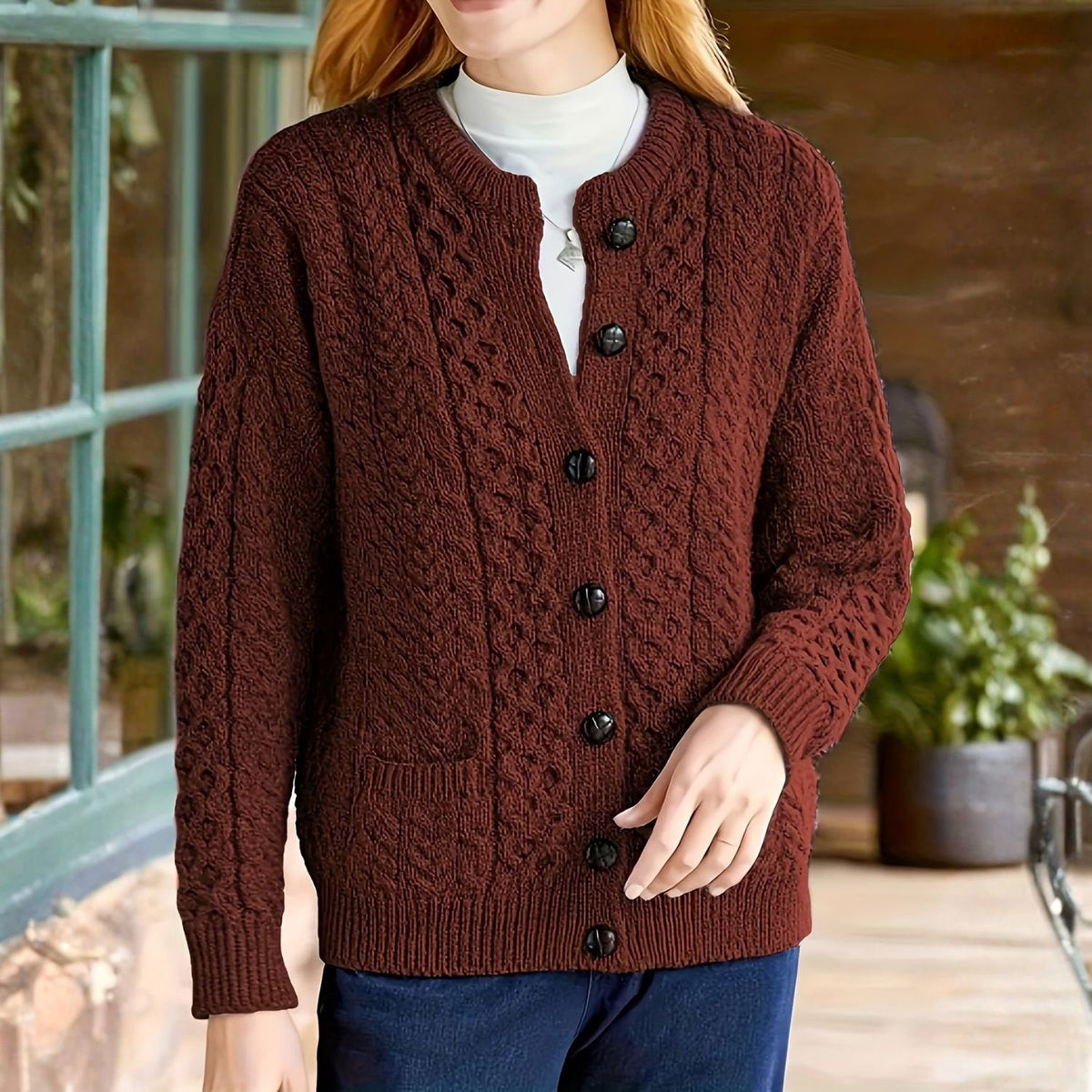 Cable Knit Button Cardigan