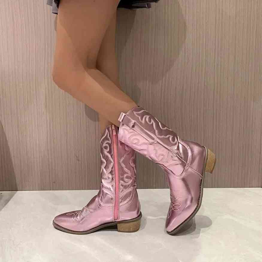 Mid-Calf Retro Cowgirl Boots