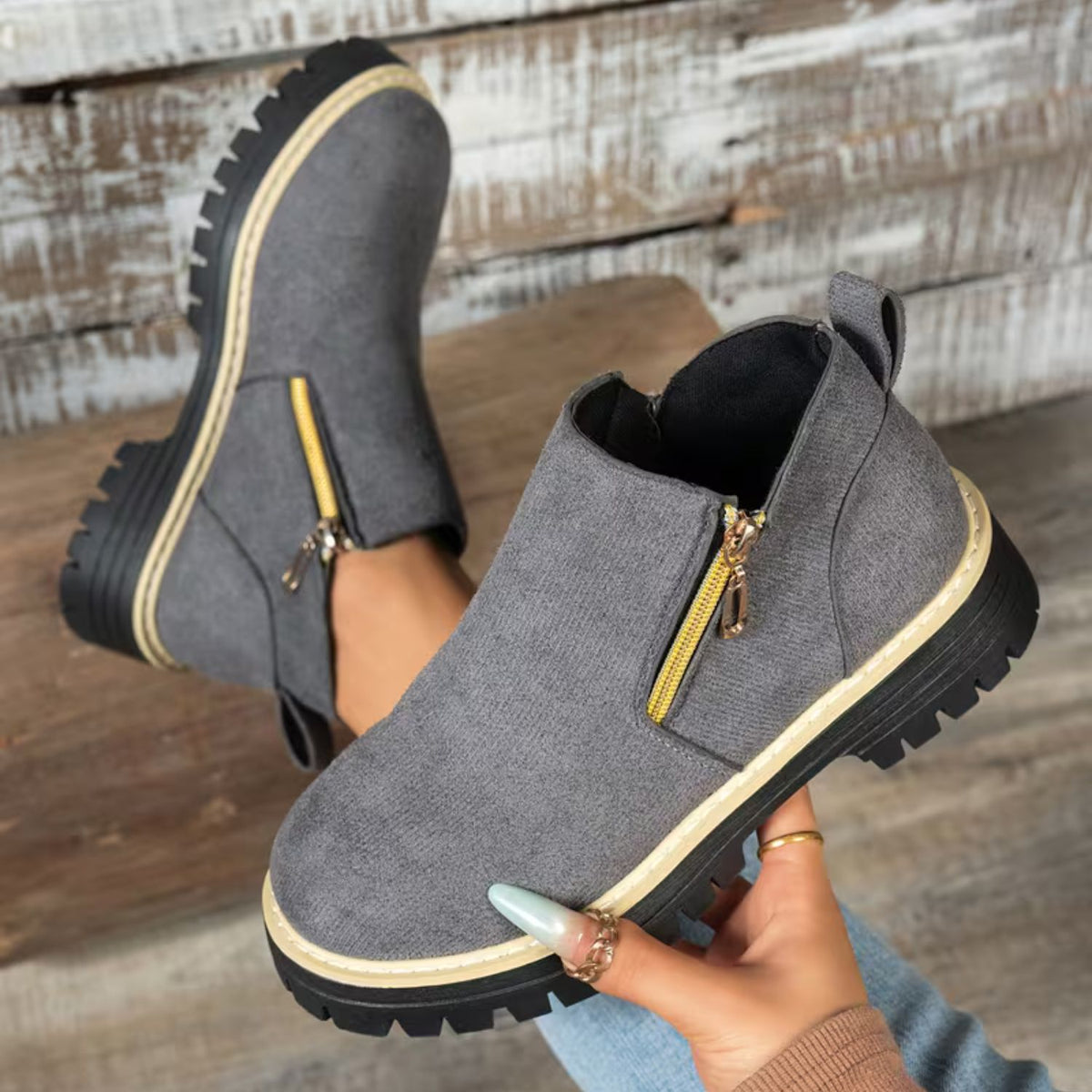 Platform Double Zip Ankle Boots