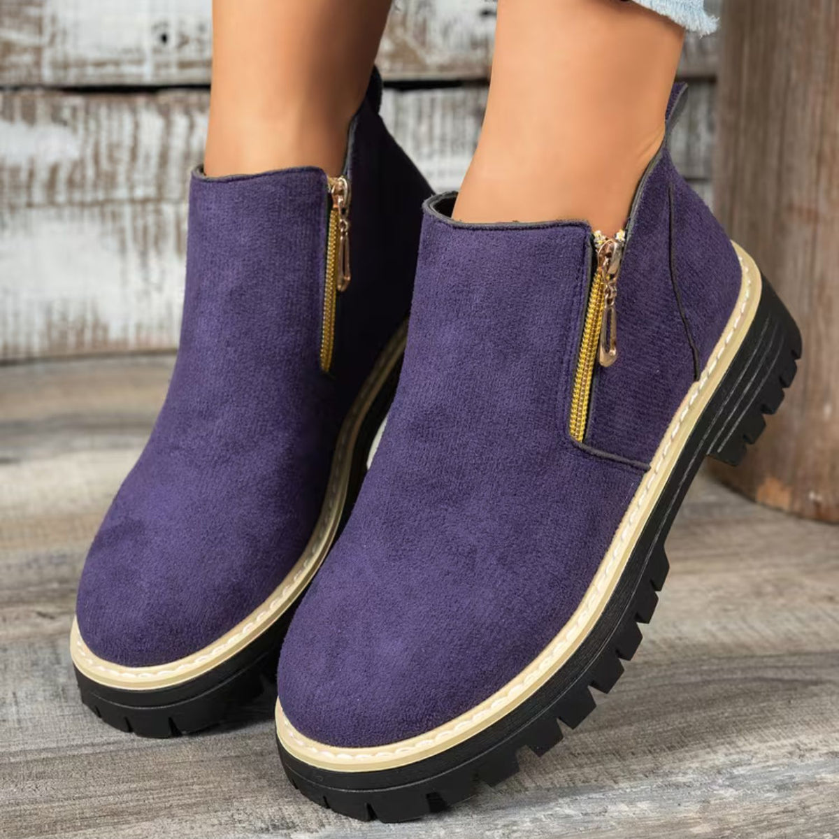 Platform Double Zip Ankle Boots