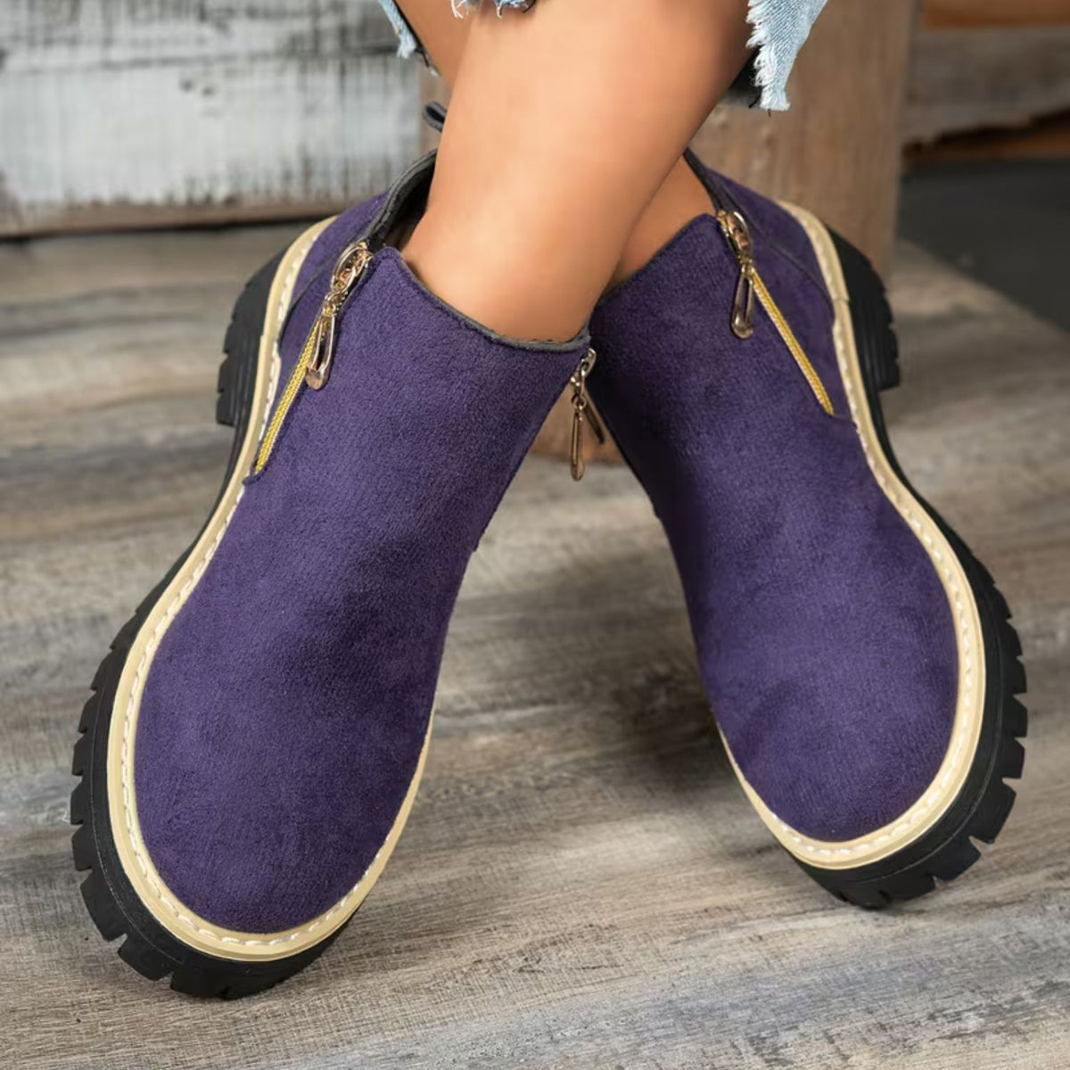Platform Double Zip Ankle Boots