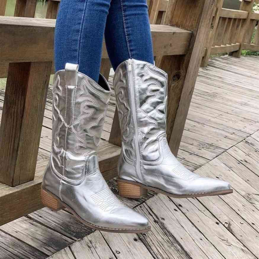 Mid-Calf Retro Cowgirl Boots