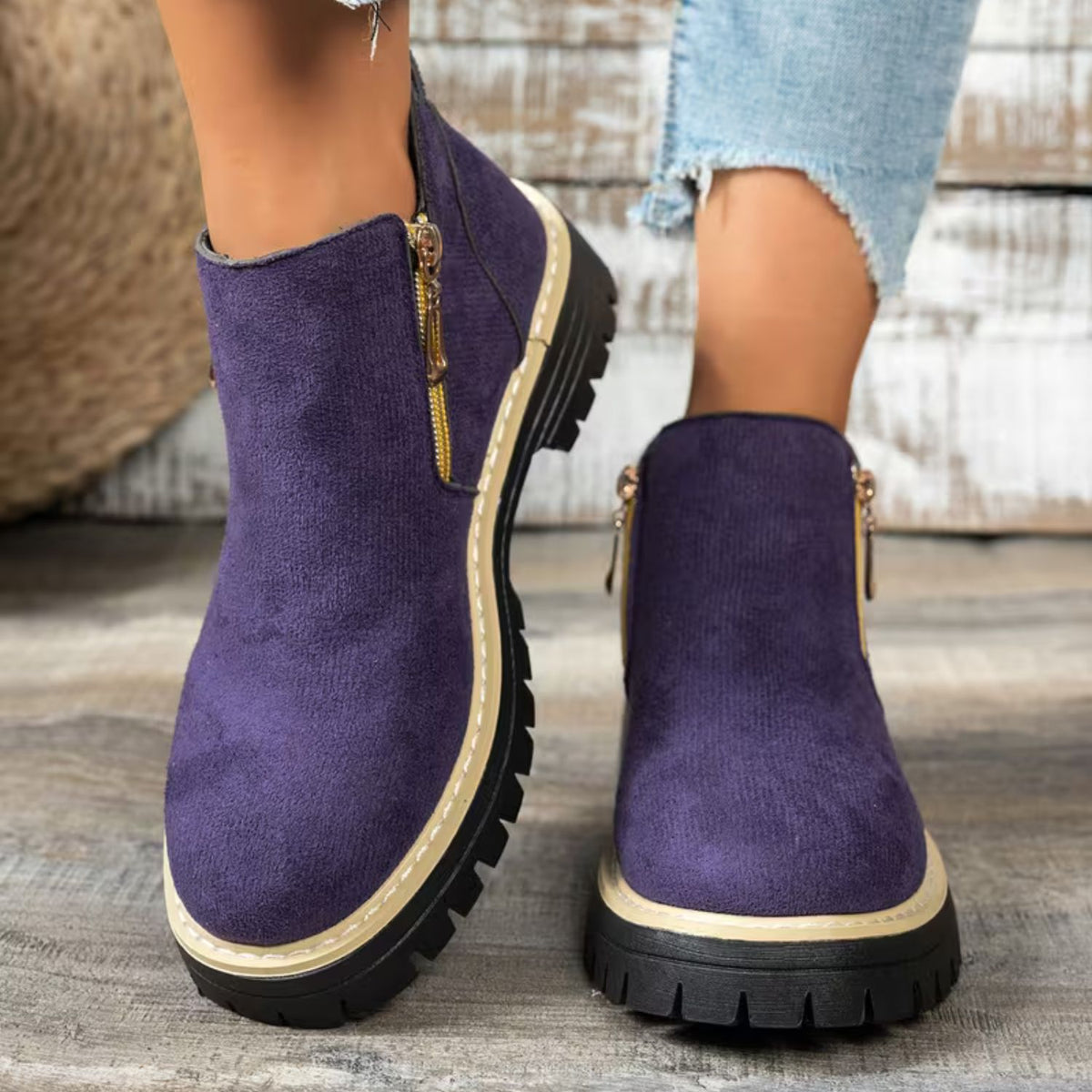 Platform Double Zip Ankle Boots