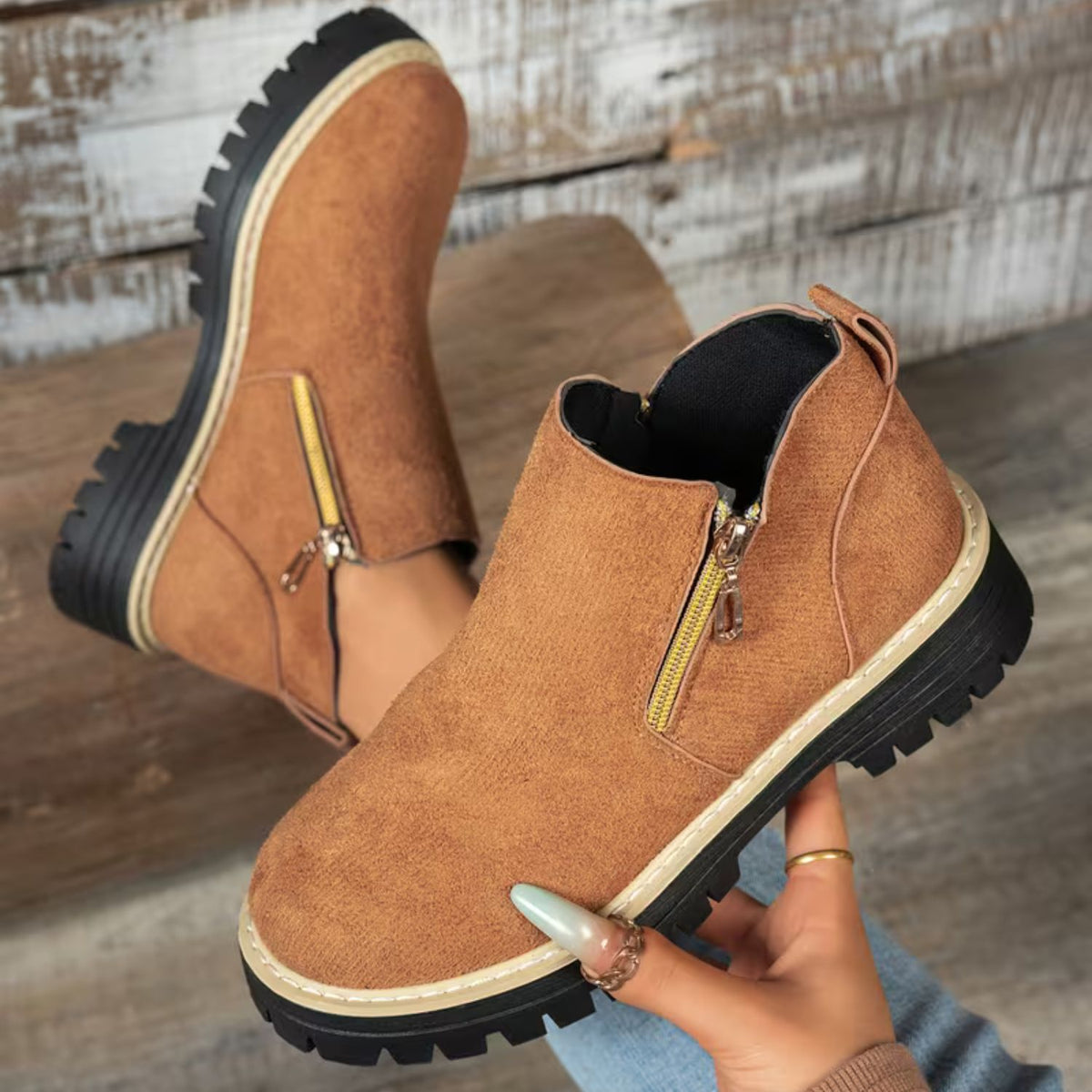 Platform Double Zip Ankle Boots
