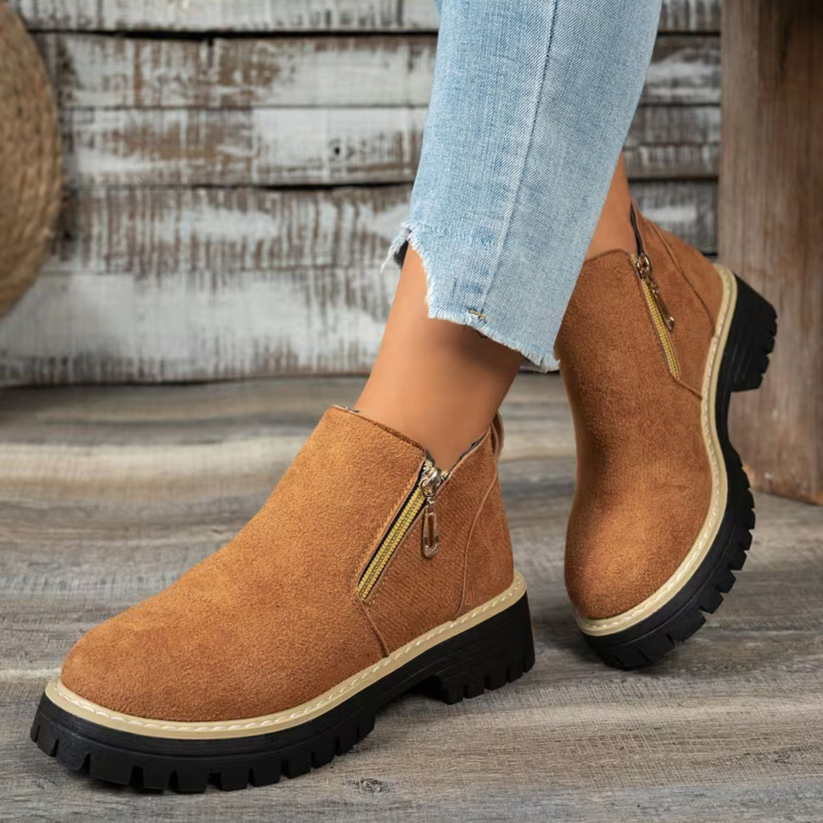 Platform Double Zip Ankle Boots