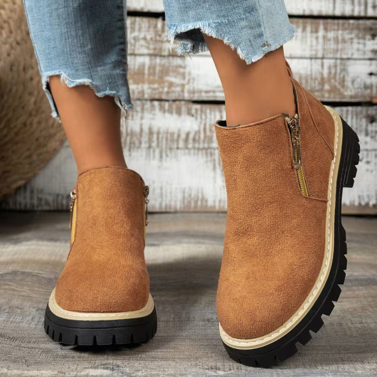 Platform Double Zip Ankle Boots