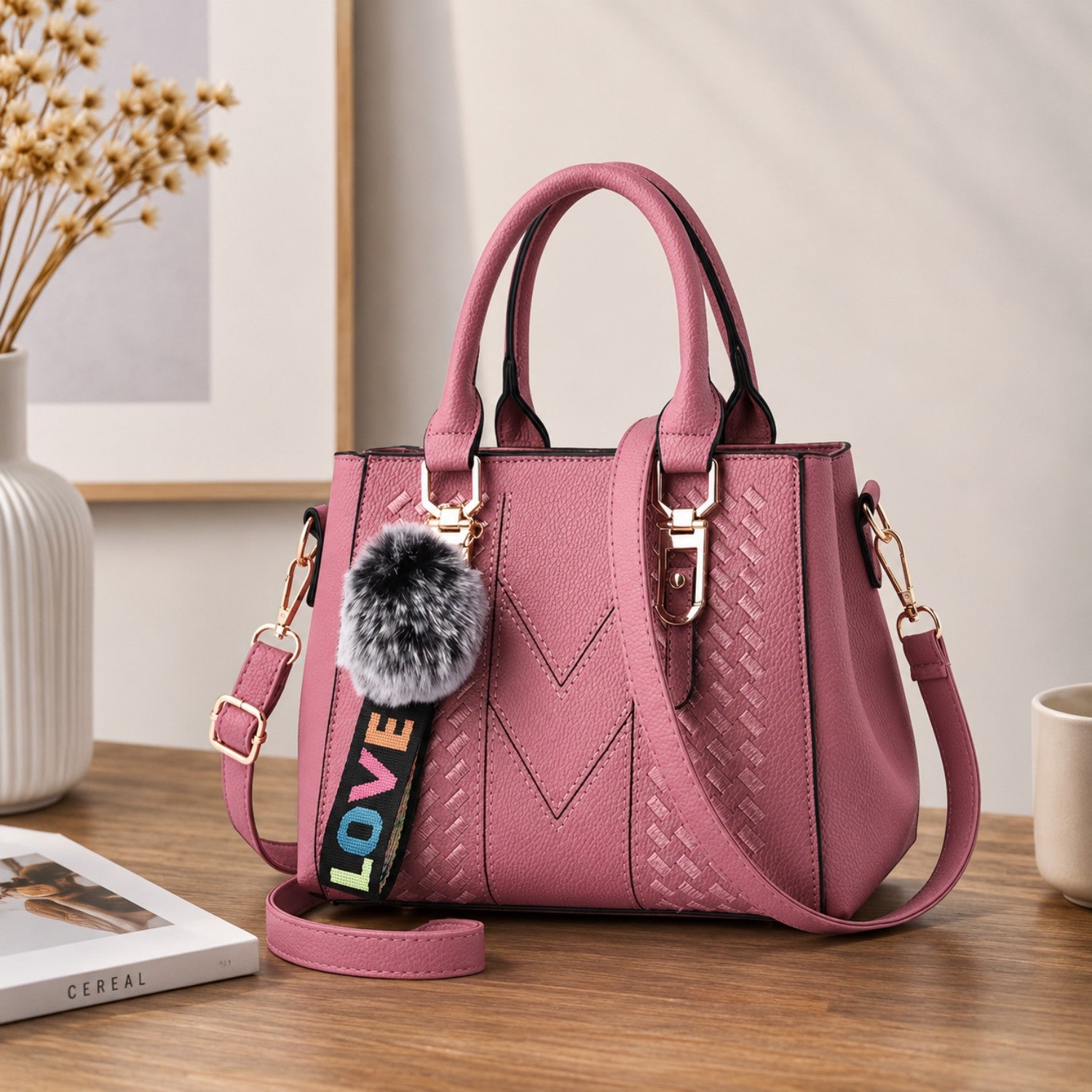 Quilted Faux Leather Shoulder Handbag