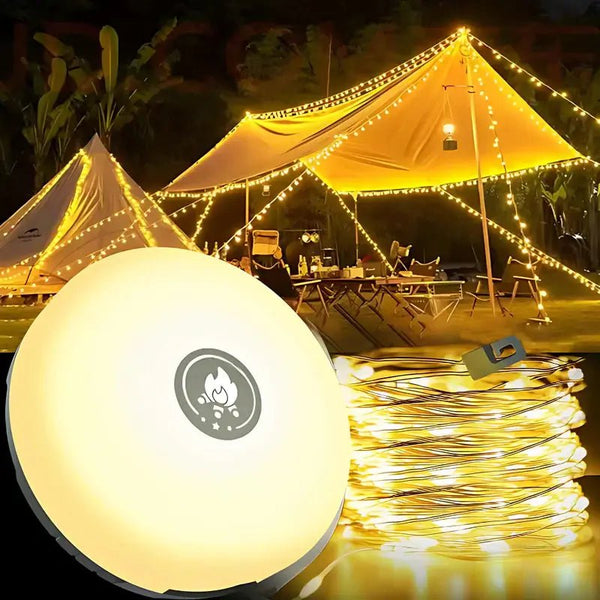 Guirlande LED Camping 4-en-1 10m USB Rechargeable 2000mAh étanche