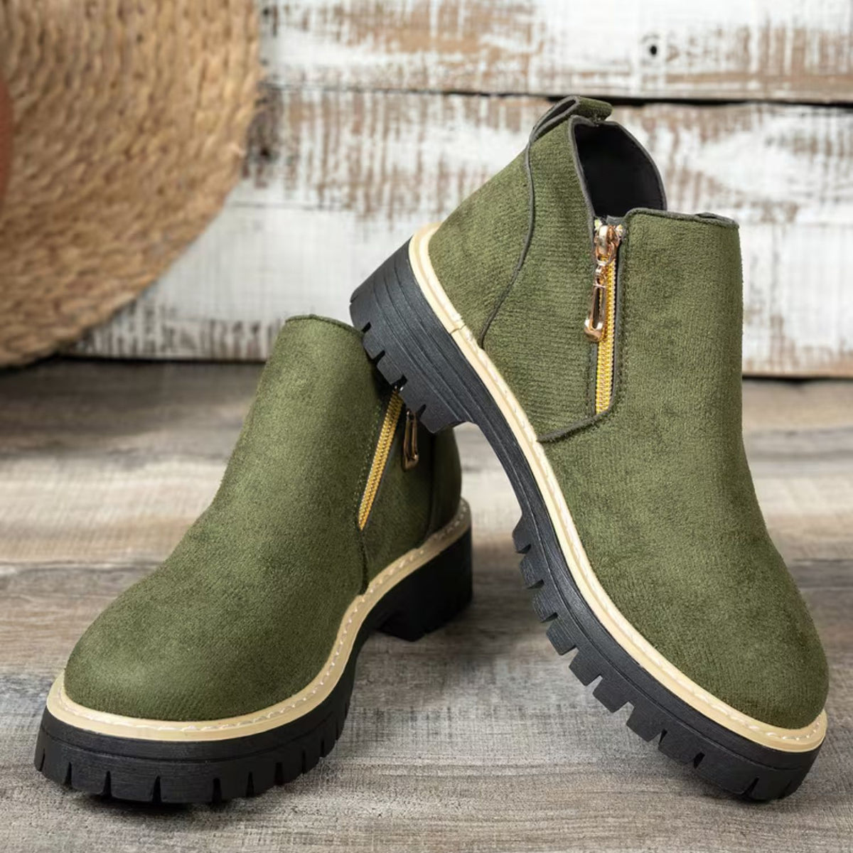 Platform Double Zip Ankle Boots