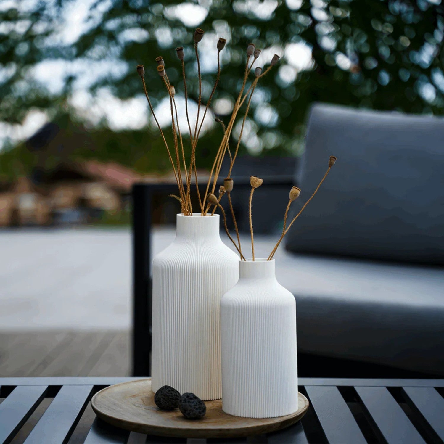 Modern Ribbed Bottle Vase