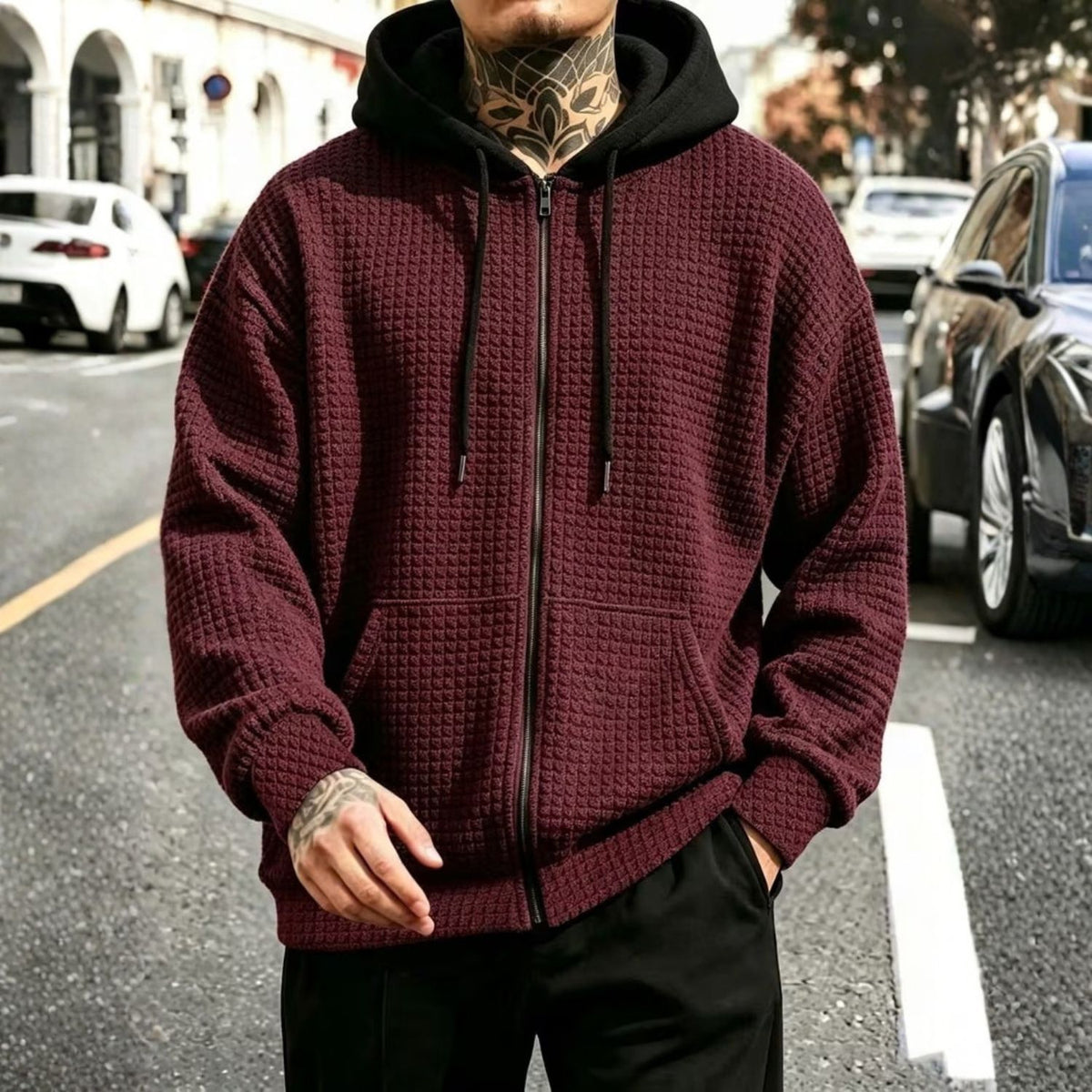 Men’s Textured Hooded Jacket