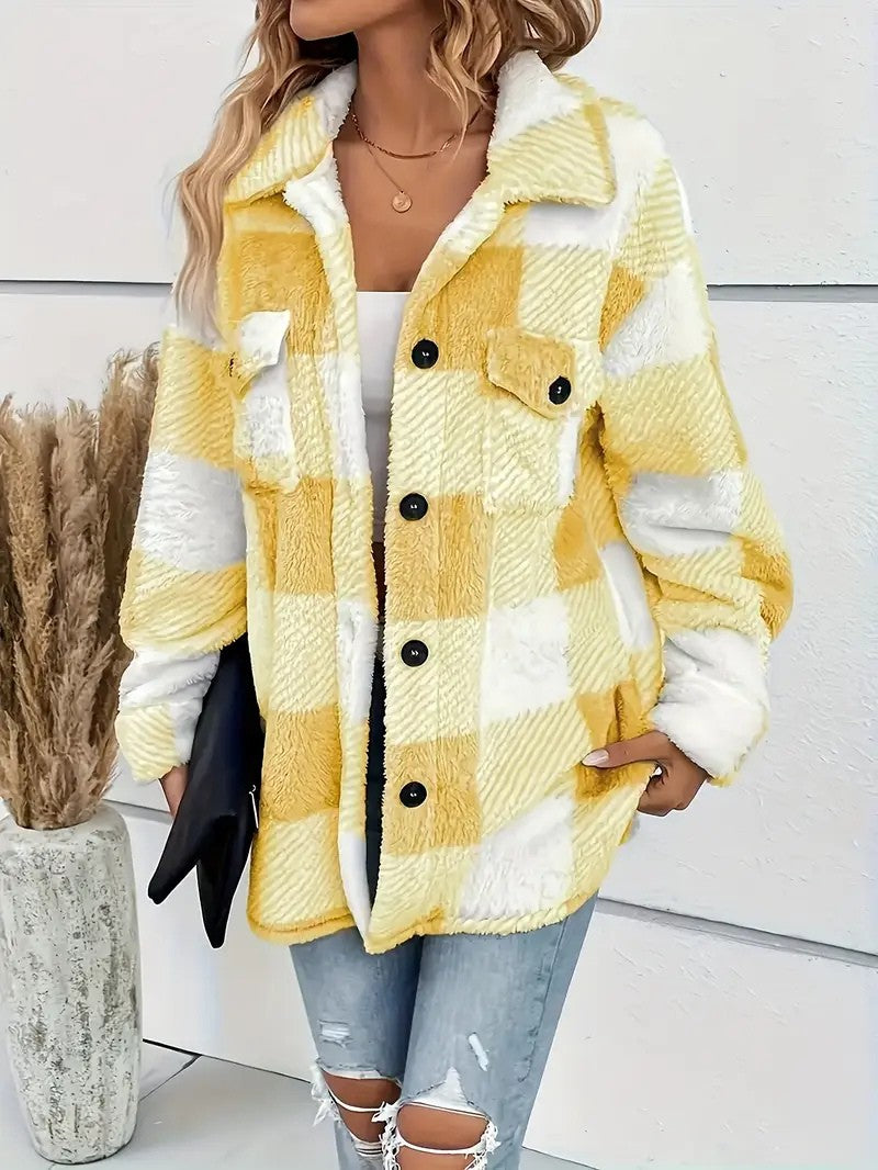 Plush Checkered Winter Jacket