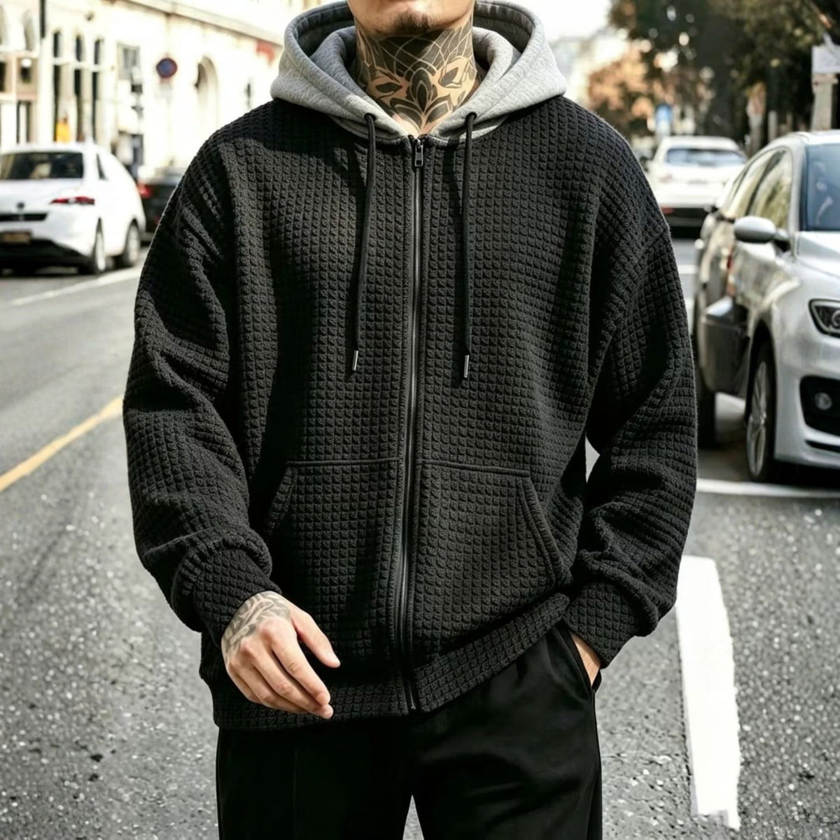 Men’s Textured Hooded Jacket