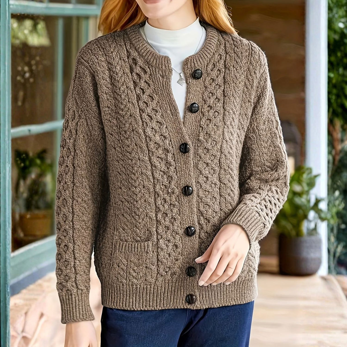 Cable Knit Button Cardigan