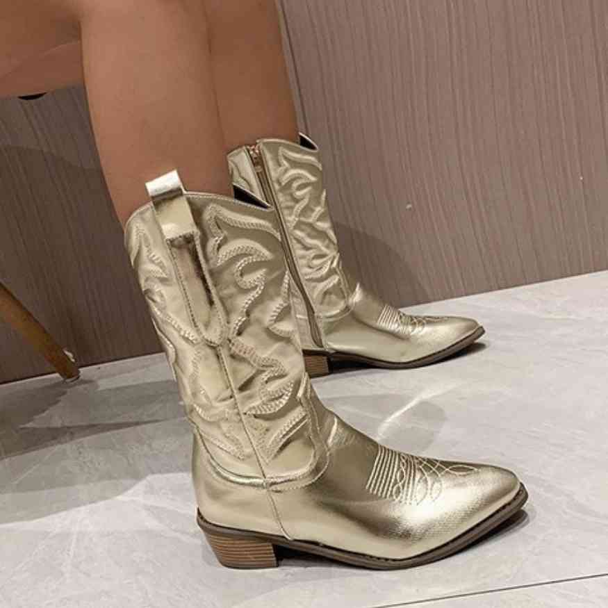 Mid-Calf Retro Cowgirl Boots