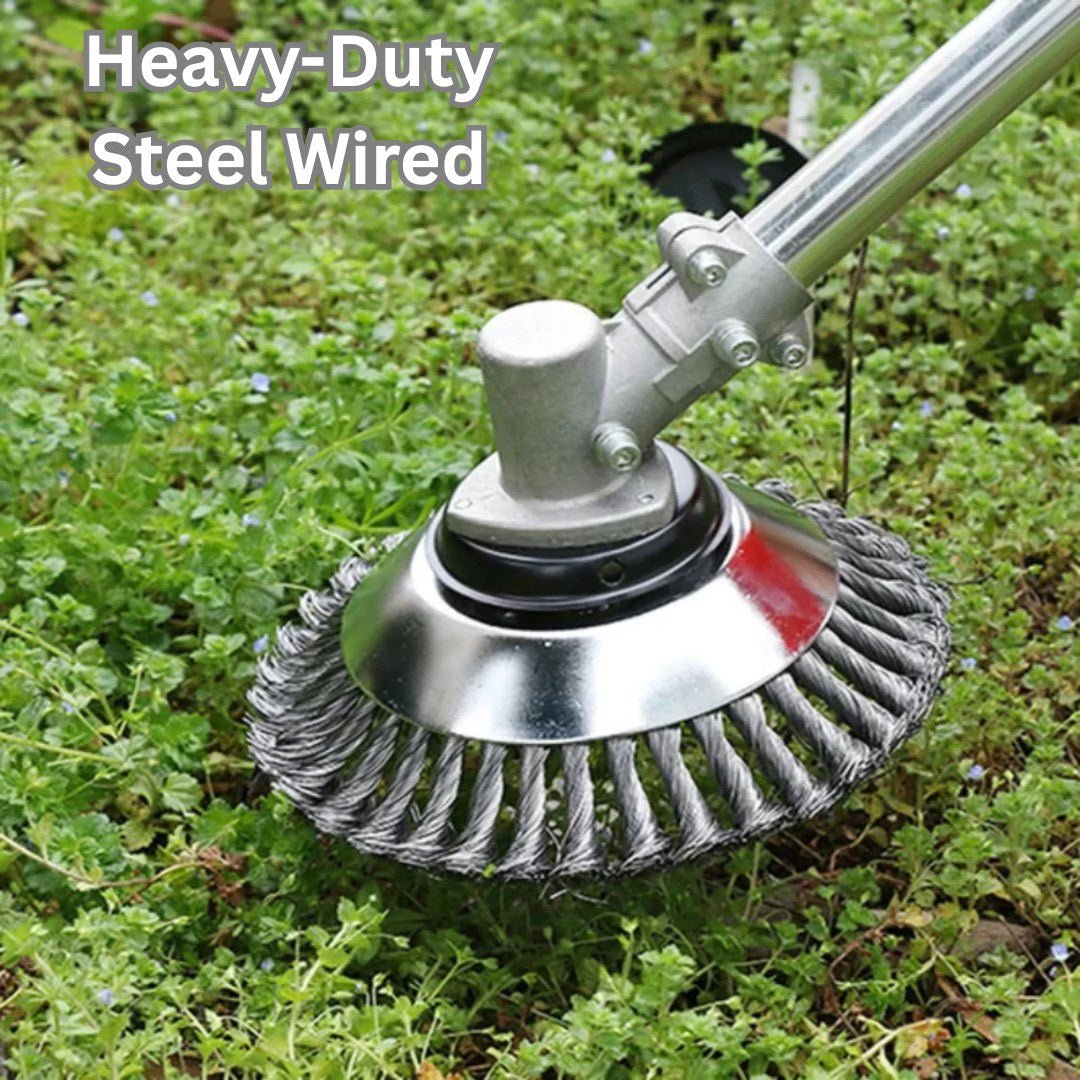 BladePro – 360° Carbon Steel Wire Brush Cutter Head for Grass & Weed Trimming - Strimmer Head - Wild Eye Vision