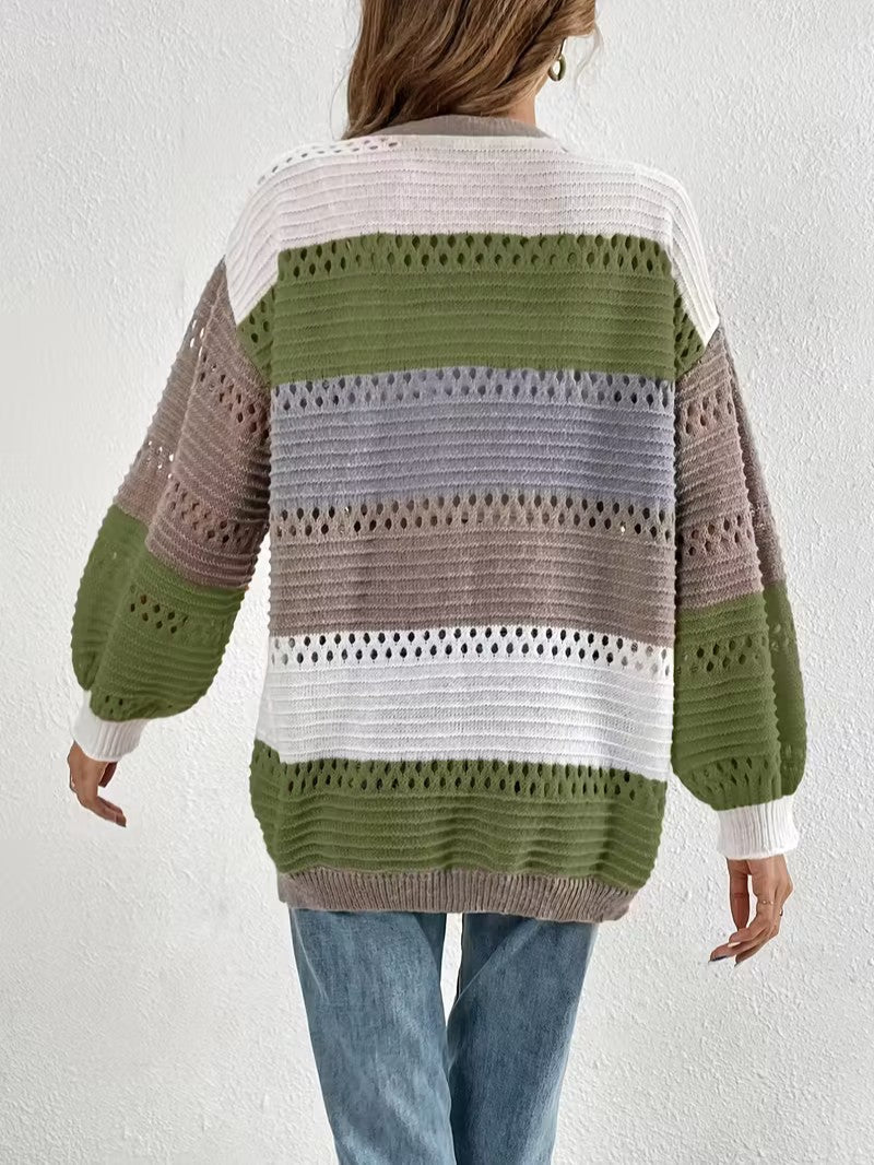 Color Block Knit Cardigan - Women Knit Cardigan - Wild Eye Vision