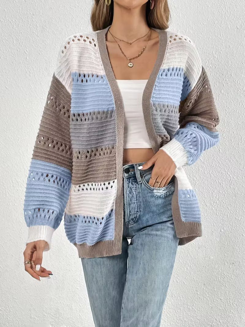 Color Block Knit Cardigan - Women Knit Cardigan - Wild Eye Vision