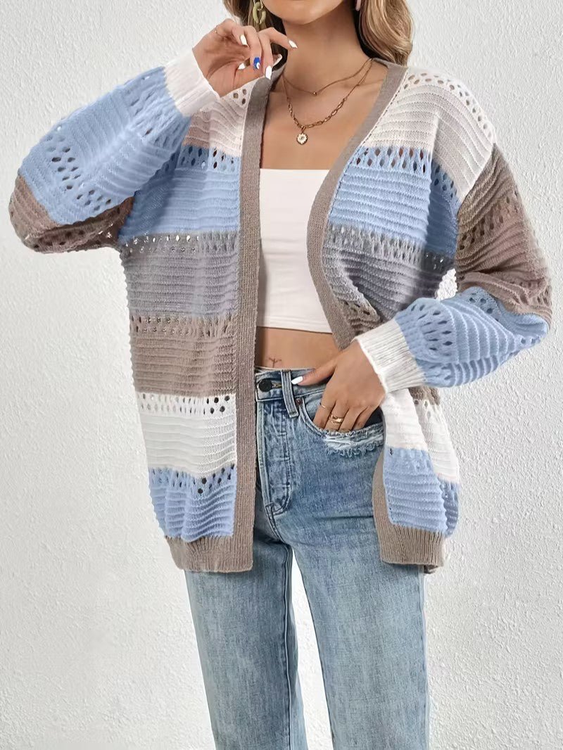 Color Block Knit Cardigan - Women Knit Cardigan - Wild Eye Vision