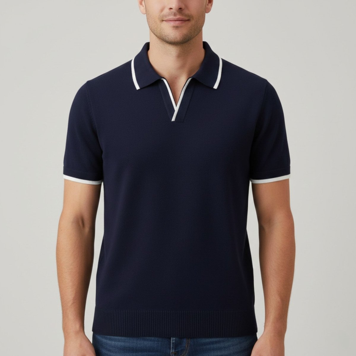 Contrast Trim Slim Knit Polo - Polo Shirts - Wild Eye Vision