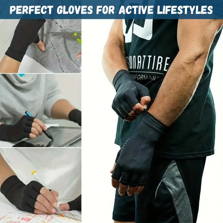 Copper Fiber Stress Relief Fingerless Gloves - Gloves - Wild Eye Vision