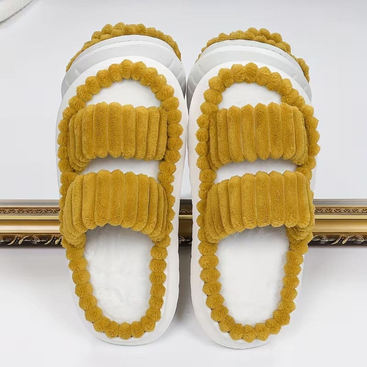 Double Straps Plush Slippers for Women - Slippers - Wild Eye Vision