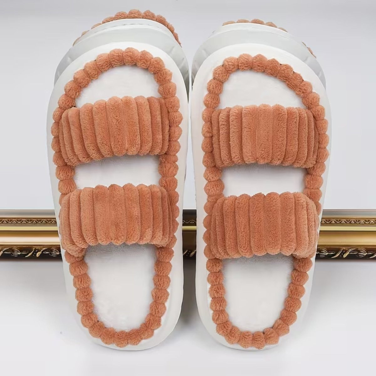 Double Straps Plush Slippers for Women - Slippers - Wild Eye Vision