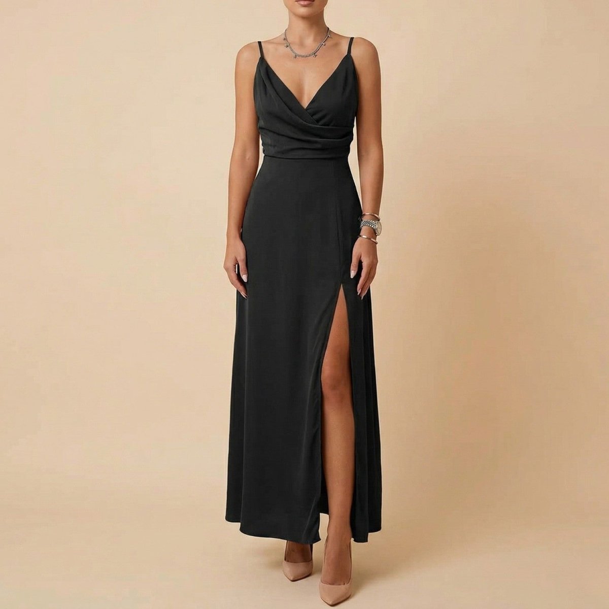 Elegant Wrap Slit Maxi Dress - Maxi Dress - Wild Eye Vision