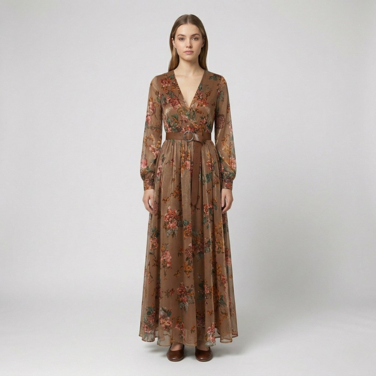 Floral V Neck Boho Maxi Dress - Maxi Dress - Wild Eye Vision