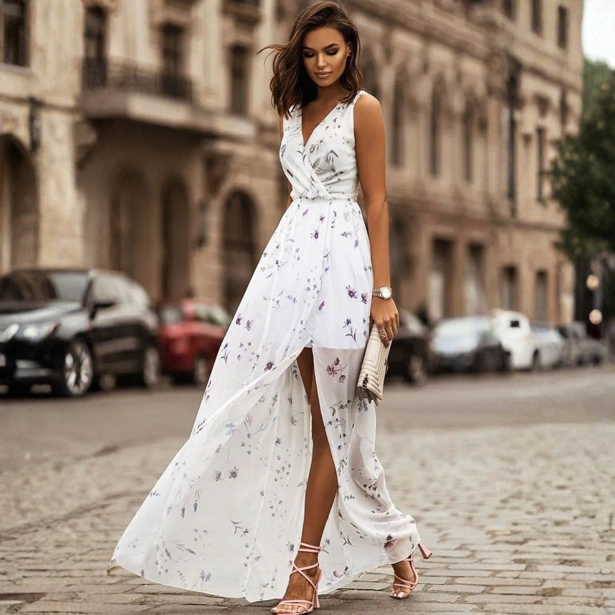Floral V Neck Maxi Dress - Maxi Dress - Wild Eye Vision